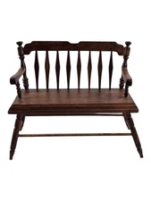 Dollhouse  Miniature Furniture Bench Deacon Style Walnut Finish 1:12 Scale