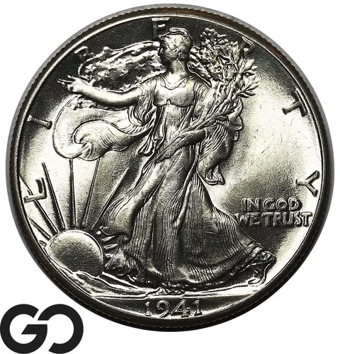 1941 Walking Liberty Half Dollar, Lustrous White Solid Gem BU++