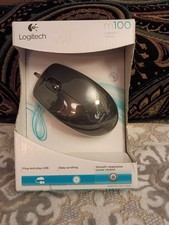 Logitech m100 Wired USB Optical Mouse Easy Scrolling Smooth Cursor Control Black