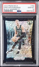 2023 PANINI PRIZM DECA BLACK SHIMMER 1/1 #162 KRISTAPS PORZINGIS 1/1 PSA 10