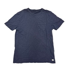 Vuori Men  s T-Shirt Cotton Slub Size Medium Navy Blue Pocket Athletic Hiking