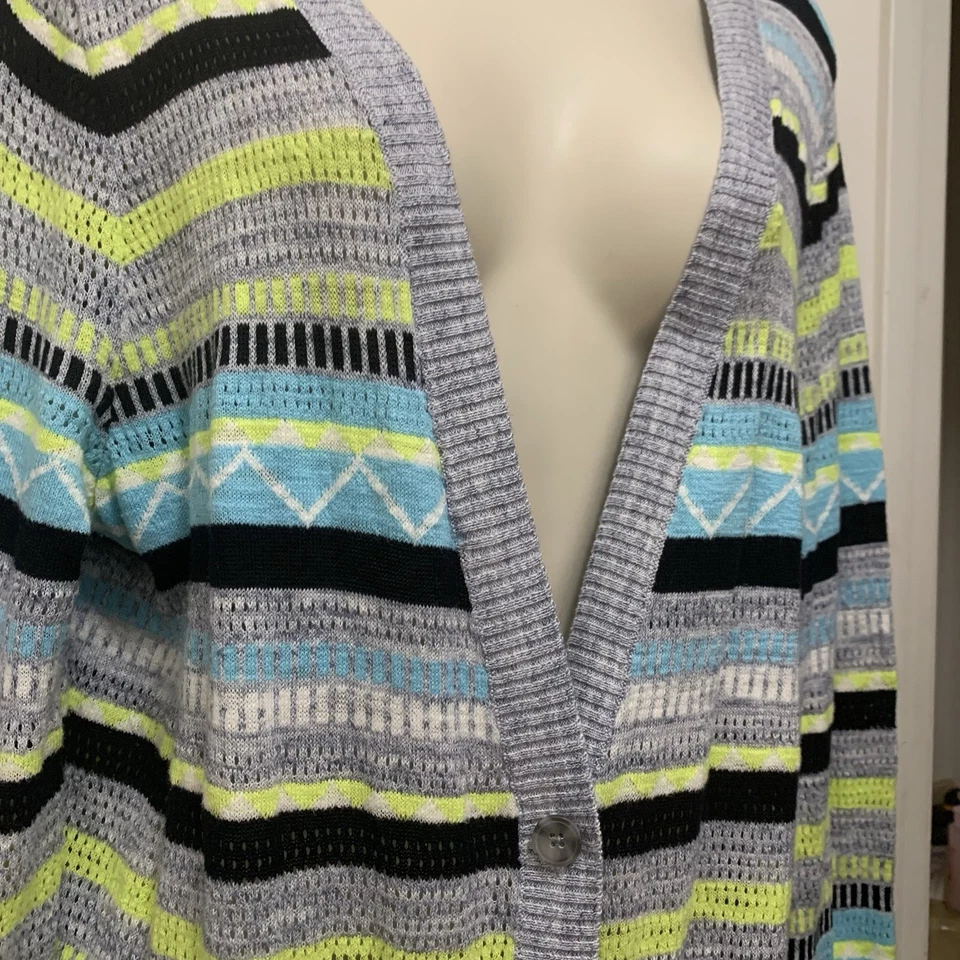 Cárdigan a rayas acanalado multicolor con botones Mossimo Supply Co. para mujer talla XXL Foto 3 de 4