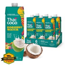 Thai Coco Organic Coconut Water 33.8 Fl Oz 6 Pack