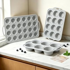 Silicone Muffin Pan Set for Baking: 6 12 24 Cupcake Tin for Various Recipes 3