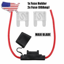 2pcs 80Amp Maxi Blade Fuse with 1pc Gauge 8AWG Waterproof In-line Fuse Holder