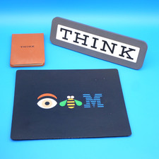 Vintage Lot IBM THINK Gray Desk Plaque Sign P...