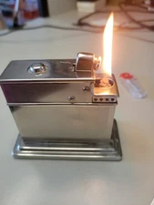 Vintage Mylflam Table Lighter Push Button Mechanism _ Works &6 Flints