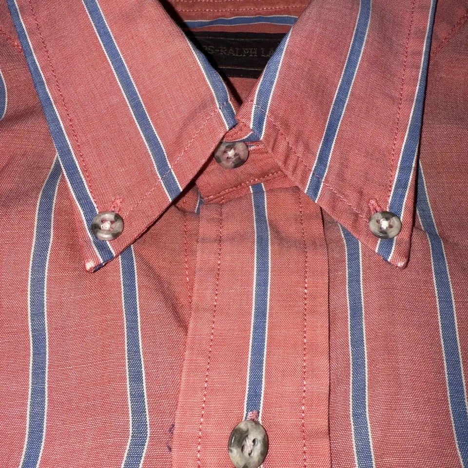 Camisa De Colección Chaps Ralph Lauren Para Hombre Grande Rayas Con Botones Manga Larga Años 90 Foto 3 de 4