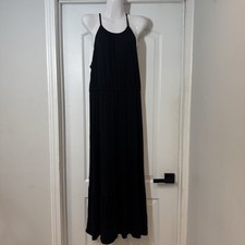 NWT Old Navy Maxi Tank Dress Womens M Black Resort Vacation Beachy Coastal