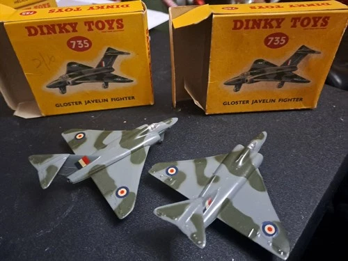 Vintage Dinky Toys No.735 Gloster Javelin Jet Fighter Aircraft Used Boxed