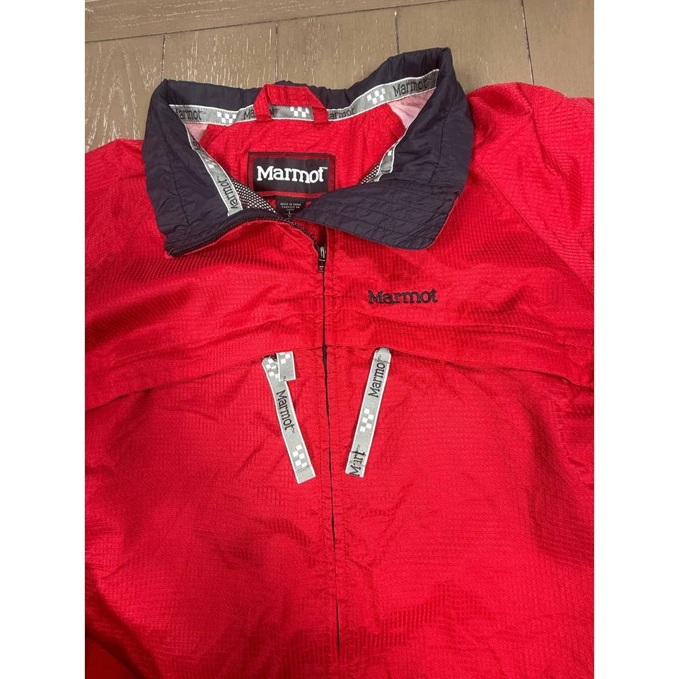Chaqueta de Lluvia De Colección Marmot PreCip Para Hombres Grande Roja Impermeable Ligera Gorpcore Foto 3 de 4