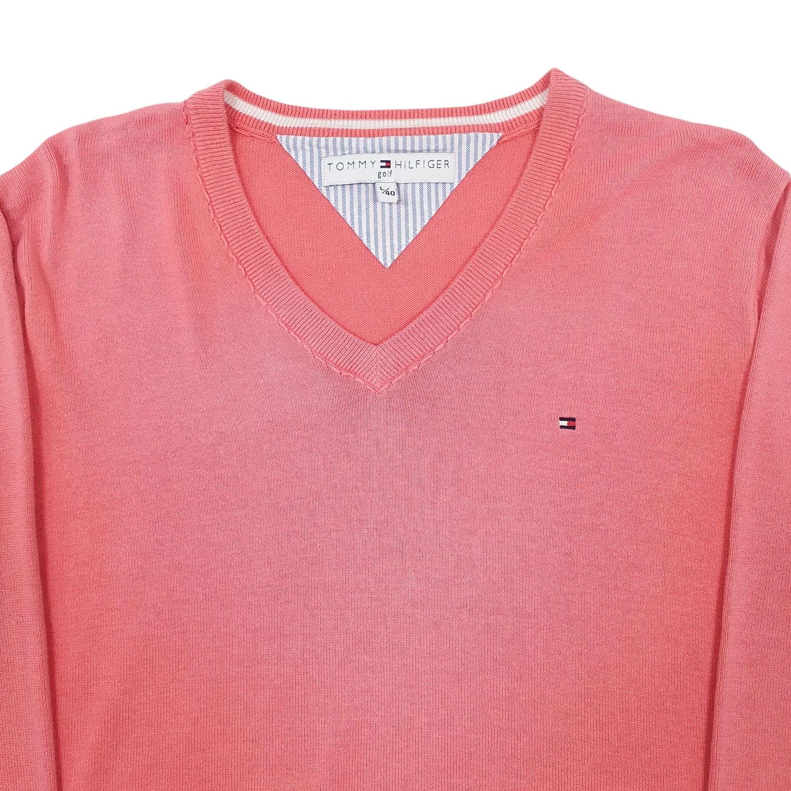 TOMMY HILFIGER V Neck Cotton Jumper Sweatshirt Mens L image 2
