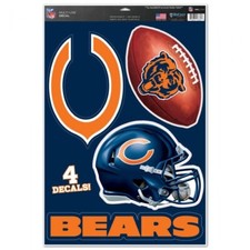 CHICAGO BEARS 4 PIECE MULTI-USE DECALS 11"X17" SHEET WINDOWS CORN HOLE NFL