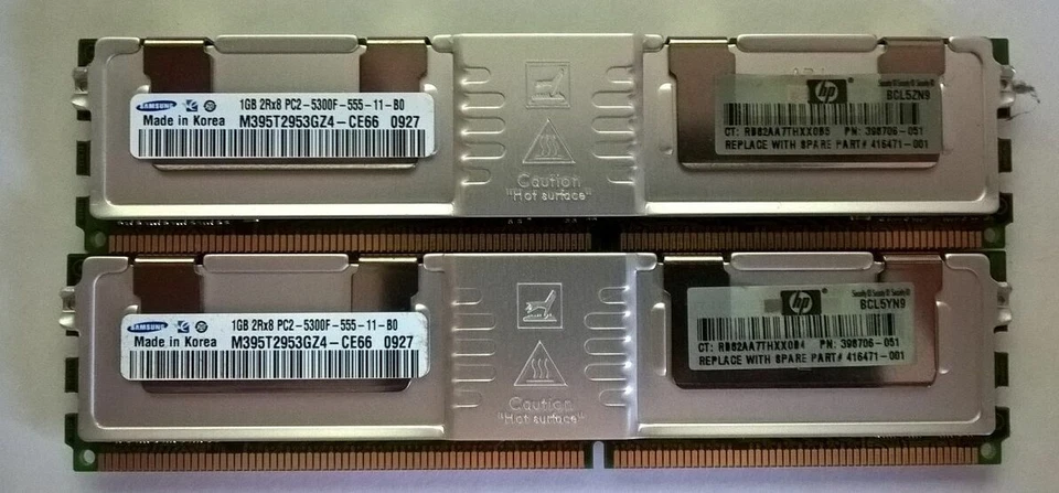 HP Memory Module 2GB Kit FBD PC2-5300 (2x1GB KIT) 397411-B21 416471-001  - Image 2 of 4