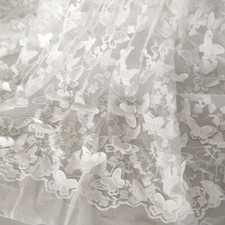 1m Butterfly Lace Embroidery Fabric Floral Tulle Cloth for Wedding Dress Sewing