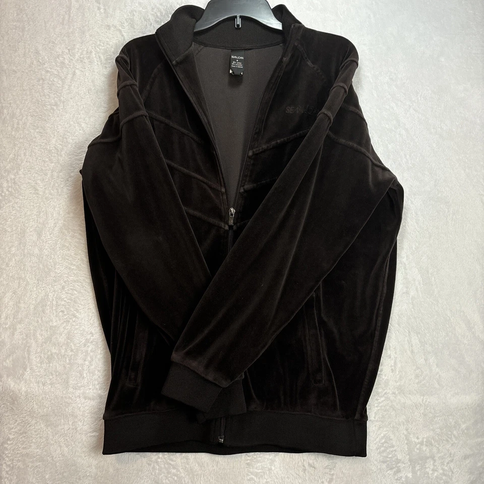 Traje de chándal Sean John con cremallera talla mediana marrón terciopelo difuso Foto 3 de 4