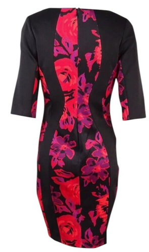 Sangria Women's Floral Print Color Block Scuba Sheath SIZE-4 - Picture 2 of 6