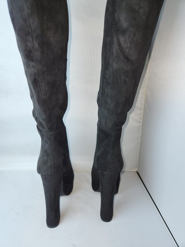 Womens Foxmac knee high boots black velvet 6 inch heels size 8 - Picture 3 of 14