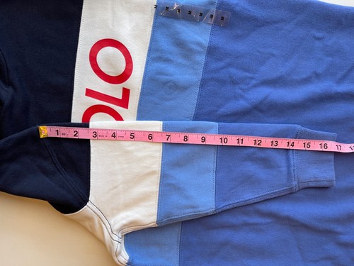 POLO Ralph Lauren pullover Hoodie Youth Size M 8-10 POLO spell out blue shades - Picture 12 of 20