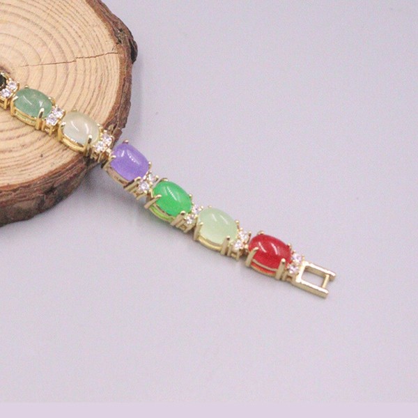 Alternate view of Bracelet Natural Jade Gold-plated Color Jade Bracelet 7.2''l Best Gift
