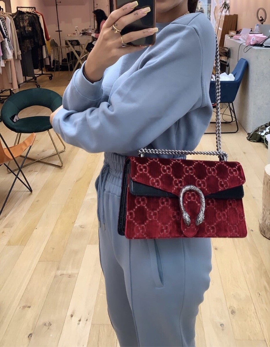 ❤️❤️Authentic GUCCI Dionysus Red GG Velvet Flap Medium Bag