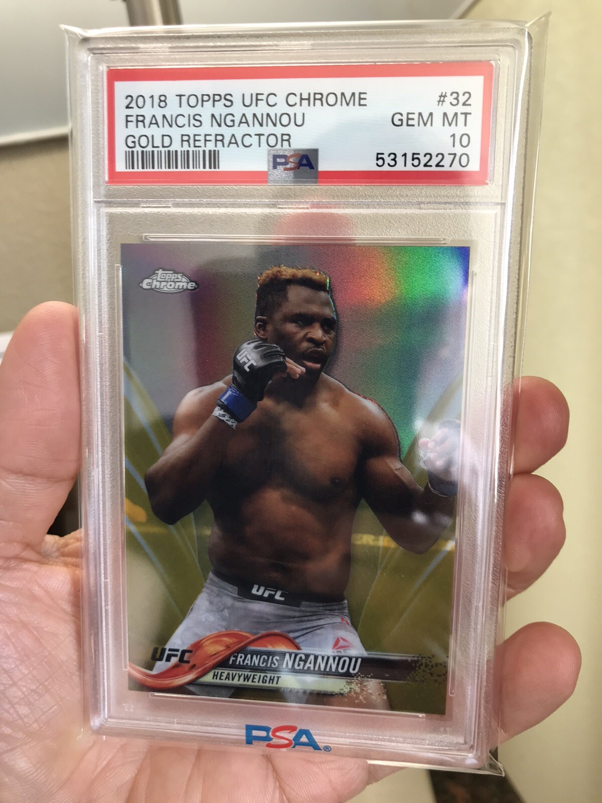 2018 Topps UFC Chrome Francis Ngannou Gold Refractor 35/50 #32 PSA 10 Pop 2