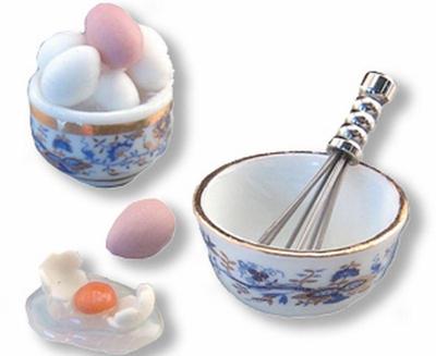 Reutter Porzellan Eischnee Ei Eier / Beaten Eggs Puppenstube 1:12 Art 1.324/5