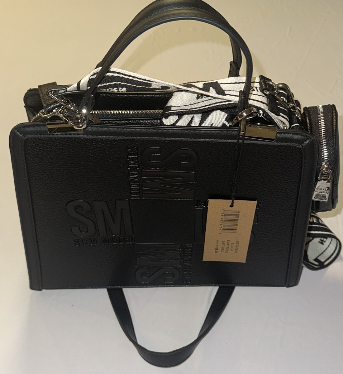 【追跡あり!】Steve Madden ハンドバッグ 2種のストラップ付き スティーブ マデン STEVE MADDEN ホーボー2WAYバッグ （ブラック