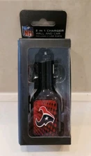 NEW NFL HOUSTON TEXANS 2 IN 1 DUAL USB CAR WALL CHARGER LICENSED TEAM PRO MARK