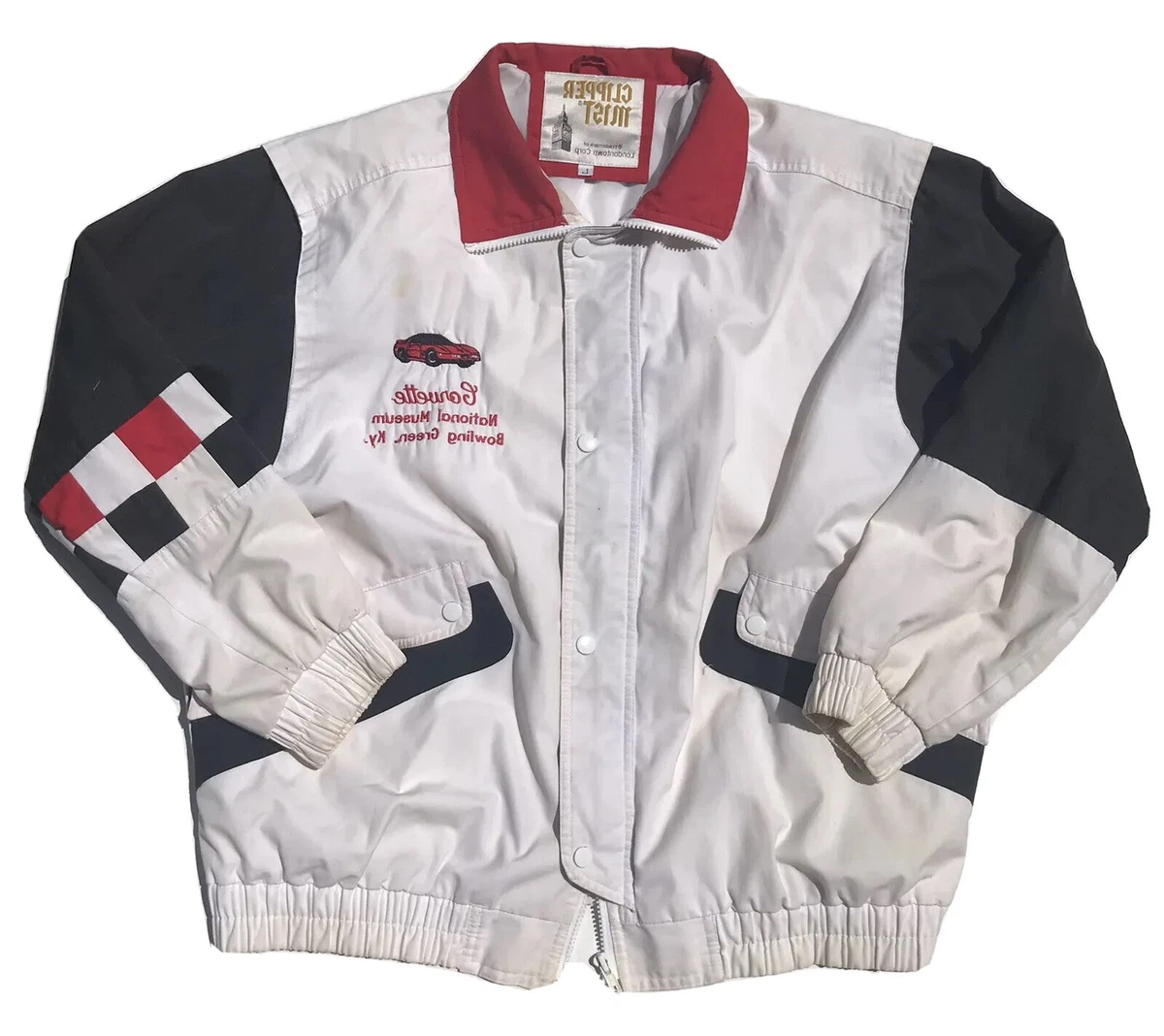 Vintage Clipper Mist Chevrolet Corvette Racing Jacket Size Large Checkered  Zip