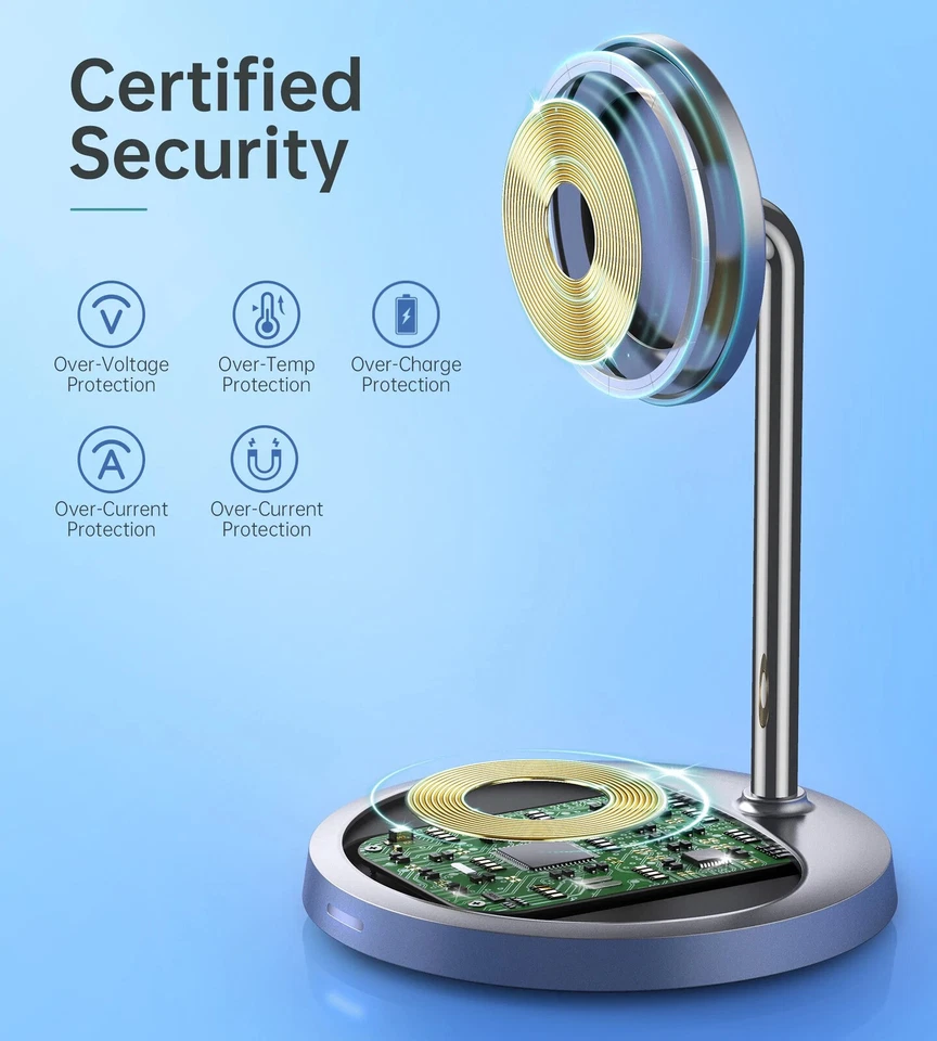 MagSafe iPhone 12 13 Soporte Cargador Inalámbrico Magnético 2 en 1 30W Carga Rápida Hacer Foto 4 de 4