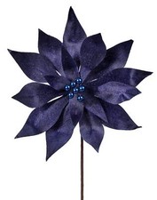 20" Midnight Blue Velvet Pearl Centre Poinsettia/Holiday Decor/Christmas Decorat