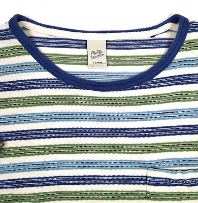 DEUS EX MACHINA MOTORCYCLES Striped Pocket T Shirt Size XL Slim Fit Ringer
