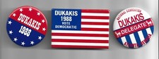 3 pin 1988 Michael DUKAKIS Campaign pinback ALSO RAN Lost to George H. W. BUSH