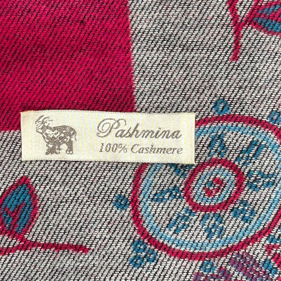 Cachecol/xale Pashmina 100% CASHMERE design pavão azul rosa 60 polegadas x 27 polegadas reversível - Imagem 4 de 4