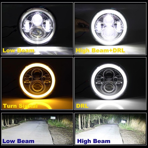 Black 7" inch LED Headlight Projector with Halo DRL for Honda CB550 Cafe Racer - Picture 12 of 12