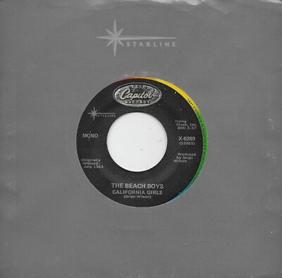 THE BEACH BOYS  California Girls / Let Him Run Wild  45 on BLACK Starline label