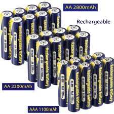 1.2V AA AAA Rechargeable Batteries 2800mAh 2300mAh 1100mAh NI-MH Battery lot