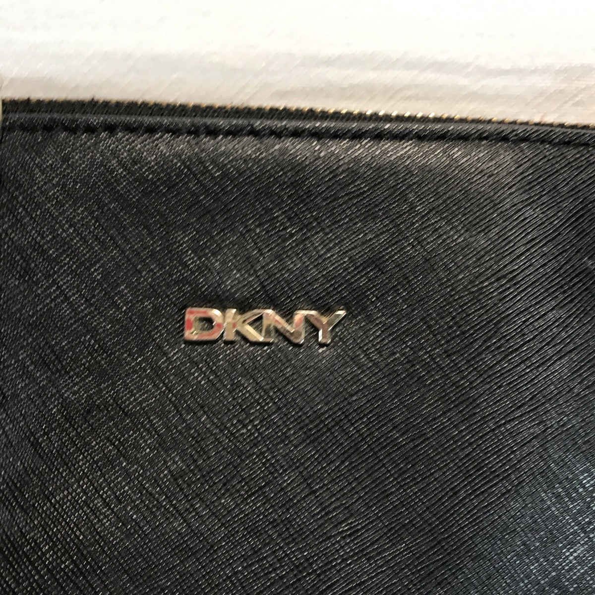 DKNY Black Leather Handbag Shoulder Bag with Chain Handle