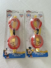 Mickey Mouse Swim Goggles Ages 3 Red Disney Jr Lot of 2 New UV Protection