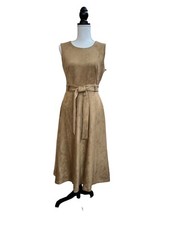 Calvin Klein Womens Tan Faux Suede A-Line Dress 8
