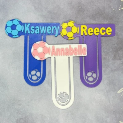SPARROW SALE Personalised Bookmark Name Football Fan School Bookmarker Custom Gift Kids Ball