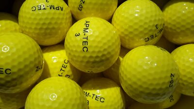 4 Stück gelbe Turnier Golfbälle APM-TEC Z-03 NEU