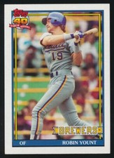 1991 Topps #575 Robin Yount, Milwaukee Brewers, HOF.