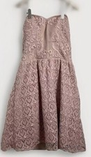 Woman’s Dress Strapless Pink Lace Prom Appliqué Uk 8 Next