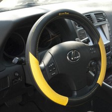 Black And Yellow Comfort Grip Sporty Slip-on Steering Wheel Cover Good Fit