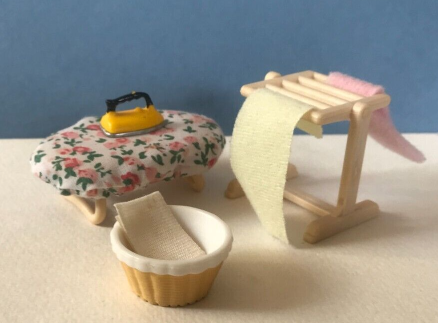 Sylvanian Families Ironing Board Iron Clothes Airer / Horse Laundry Basket-image