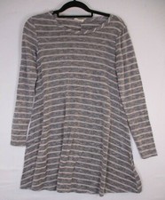 Pinc Medium Round Neck Long Sleeve Striped Dress