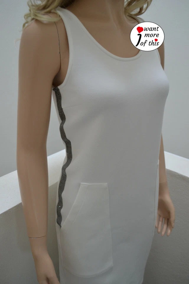 ELEVENTY · Kleid Dress · Designer Italy ·  XS 34 36 Strass Glitzer · Weiß White - Bild 3 von 4