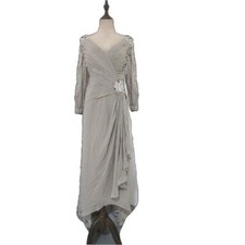 Formal evening wedding guest mother of the bride dress with slit sleeves 18